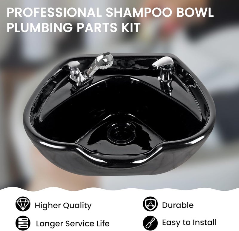 TaShow Professional Salon Shampoo Bowl Faucet for Home, Chrome Hose Replacement Set, Sprayer With Vacuum Breaker, Bath Accessories - Image 2